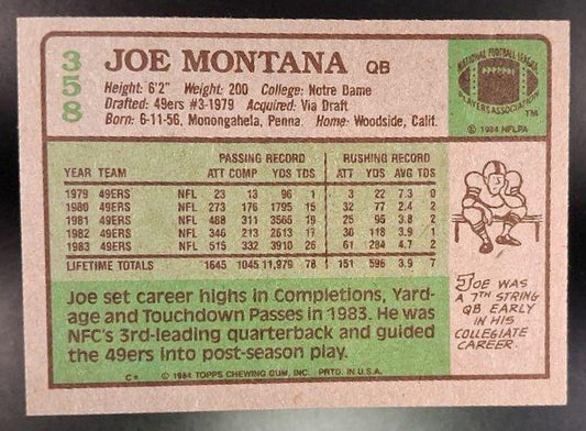 1984 Topps Joe Montana #358 49ers