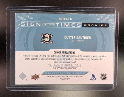 2024 Upper Deck SP Authentic Cutter Gauthier Sign of the Times Rookies Auto