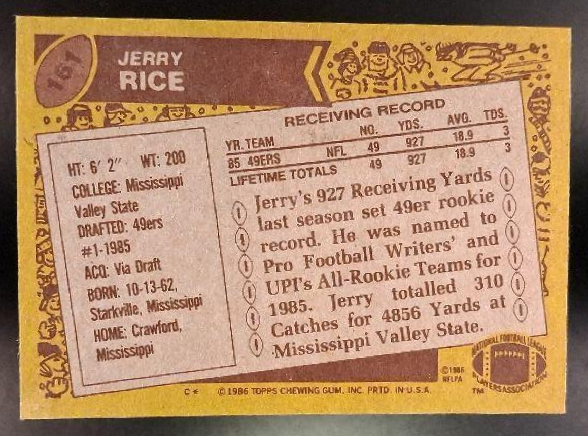 1986 Topps Jerry Rice #161 RC 49ers