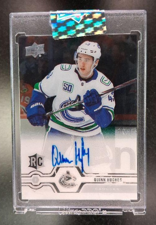 2022-23 Upper Deck Clear Cut Quinn Hughes #CC-QH 2019 20 Update II Auto Canucks