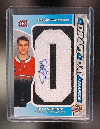 2025 SP Game Used Ivan Demidov Draft Day Marks Manufactured Letter Auto /35 MEM
