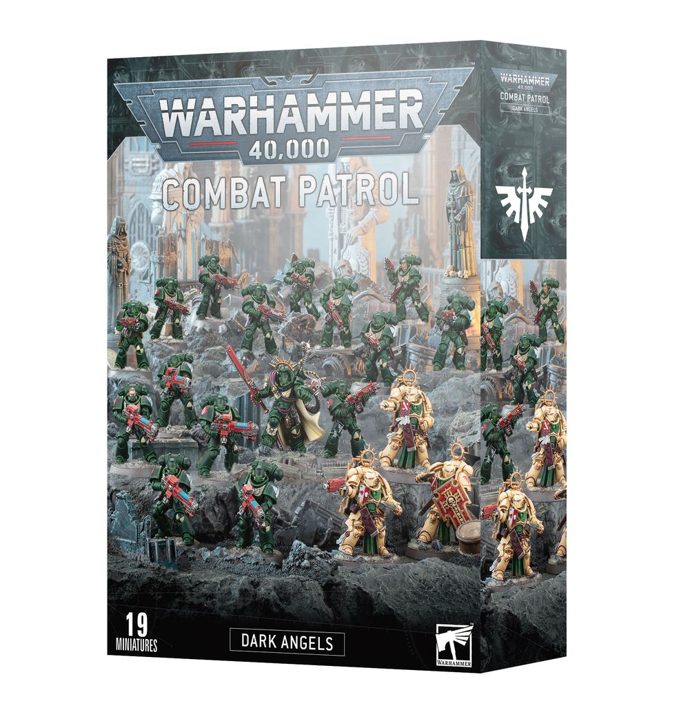 Warhammer 40,000 Combat Patrol game box with miniatures on a white background