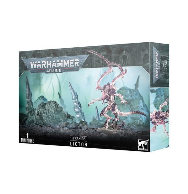 Warhammer 40,000 Tyranid Lictor miniature packaging on a white background