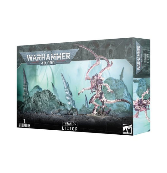 Warhammer 40,000 Tyranid Lictor miniature packaging on a white background